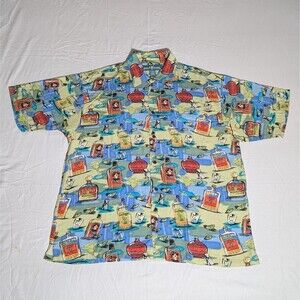 Big Dog Margarita Dogarita Limes Salt Men's Hawaiian Aloha Camp Shirt Size Large